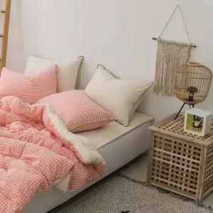 이불패드세트 침구 선염 잠트리 어반체크 순면 차렵 (브로이패드/베이지) 워싱 핑크 Q