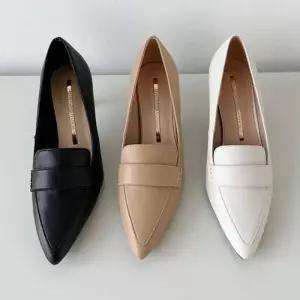 여성 데일리 스틸레토 포인트 로퍼 5FWY 디자인 소가죽 심플한 힐