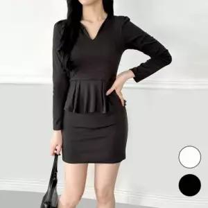 여자 정장 연말룩 면접룩 H라인 하객 미니원피스