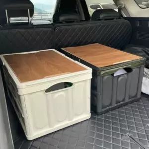 ( )폴딩박스 블랙 55L 캠핑 손잡이 테이블 차트렁크정리함 캠핑박스 카고박스 캠핑폴딩박스