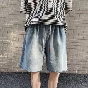 빈티지 남친 청 허리밴딩 부 데님반바지 스트레이트핏 반바지 M스포1