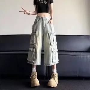 남성 팬츠 데님 빈티지 반바지 워싱 남녀 멀티 부 데님반바지 슬림 와이드 구제 M스포1