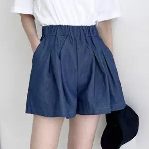 허리핀턱 주름 여름 플레어 청치마 반바지 밑단넓은통 EEc8+2tfz