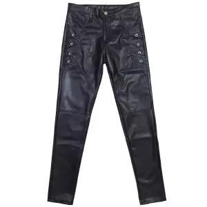 바이크 레더 스키니 캐주얼 두꺼운 라이더 팬츠 슬림핏