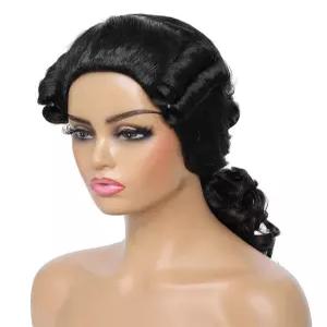 Adequate Judge 여성용 식민지 시대 가발 남성 의상 건국 아버지 워싱턴 할로윈 미국 독립 전쟁 (검정)