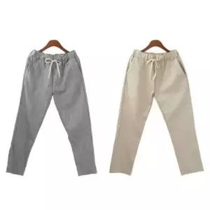 봄나들이 간절기 데일리 세미 팬츠 클래식 바지 스타 여자린넨바지 마바지휴양지