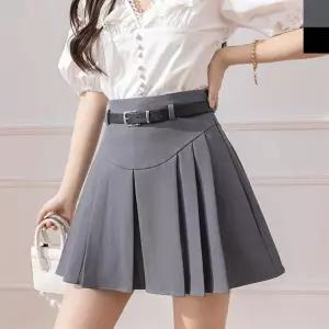 미니스커트 여성 플리츠 주름 치마바지 벨트포함 1P