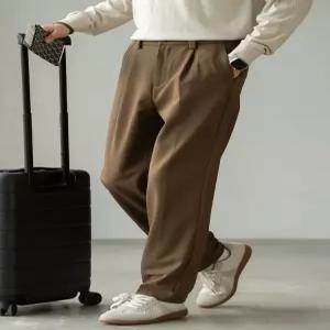 팬츠 남성 면 캐주얼 가을 스트레이트 기본 쉽고 구제 넓은 통이 관리하기 린넨 M스포3