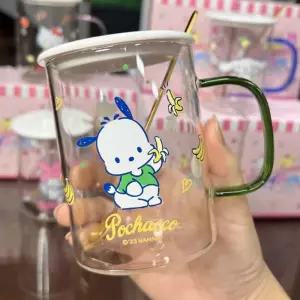 (360ml) 포차코 뚜껑 유리컵 숟가락 세트/다용도/캐릭터/머그/있는/물컵/어린이/아동/우유/두껑/키컵