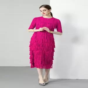 원피스 치마 여친 롱 태슬 슬림 미야케 케이크 레이어드 헵번 반소매 순색 주름 레이스 SPO마켓1