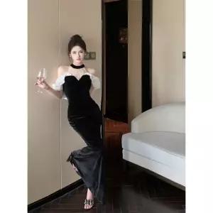 여사친 원피스 치마 망사 드레스 프릴 슬림 벨벳 홀터넥 오프숄더 쉬폰 예쁜 SPO마켓1