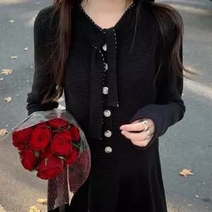 봄하객룩 타이넥 플레어 원피스 봄 가을 겨울 하객룩 결혼식룩