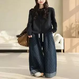 팬츠 여친 빈티지 가을 롤업 도트 완성 청바지 일자핏 일자 와이드 스타일 SPO마켓3