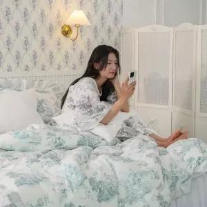 프릴 SS 광목 침구 잠트리 (샤이니/화이트) 30수 이불패드세트(일반) 디오레 민트 차