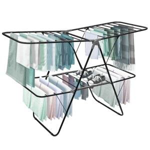 브룩스톤 2단 접이식 랙 u2013 실내/외 의류 건조기 스탠드 세탁 또는 신발장, 헤비 듀티 프리스탠딩 행거, 접이식, 휴대용 공기 건조 홀더