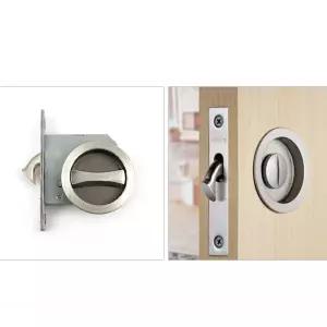 간이문 미닫이문 전용 도어락 잠금장치 슬라이딩키 새틴실버