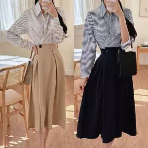린넨원피스 투피스st 롱원피스 플레어 스커트 양절개 허리뒷밴딩