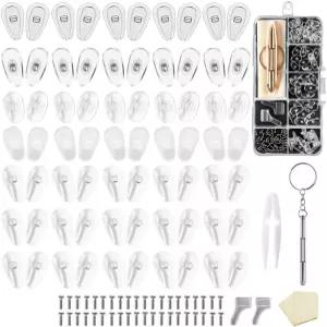 피지아오카 안경 코 패드 35쌍 수리 키트 업그레이드 소프트 실리콘 에어 챔버 나사 드라이버 핀셋 천 및