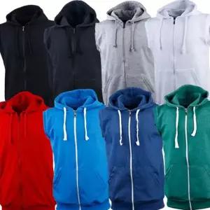 남성 민소매 후드 집업 남여공용 빅사이즈 특양면 후드 조끼 레이어드 데일리 캐주얼 베이직 간절기 가을