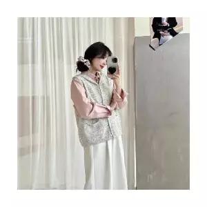 여친 니트 캐주얼 필수템 조끼 후드 솔리드 포켓 소프트 크롭 민소매 나시 인기1