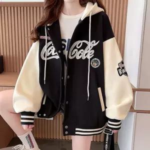 여성후드야구점퍼 여성 봄 가을 과잠 디자인 후드 자켓 배색 야구 점퍼