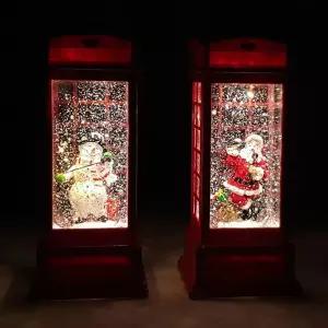 스노우볼 공중전화박스 모양 산타 눈사람 워터볼 led 조명장식