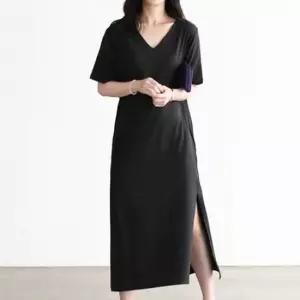 트임 인기 사이드 3컬러 포켓 감성 와이드 브이넥 반 원피스 드레스 롱원피스 롱드레스