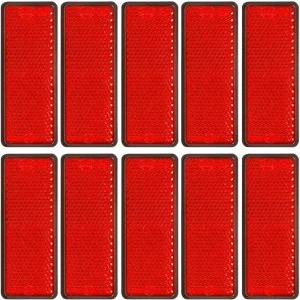 Yinaolan 10팩 빨간색 자가 접착 직사각형 반사경 트레일러 카라반 트럭 또는 농기계용 E11 승인 도로 안전