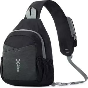 남성용 G4프리 슬링백 캐주얼 가슴 어깨 핸드백 크로스바디 백팩 (블랙)