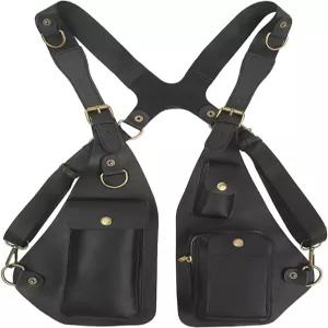 남성용 사쿠푸프 더블 언더암 숄더백 전술 겨드랑이 홀스터백 방지 스트랩 숨겨진 휴대폰 지갑 파우치