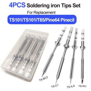 4PCS TS-BC2 C1 KU ILS I C4 D24 K B2 BC3 JL02 J02 팁 교체 모델 (Pine64 Pinecil TS100 TS101 납땜 인두 팁용)