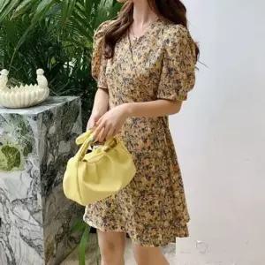 바캉스 A라인 데일리 원피스 휴양지 클래식 여행 랩드 쉬폰원피스 랩원피스 플라워원피스