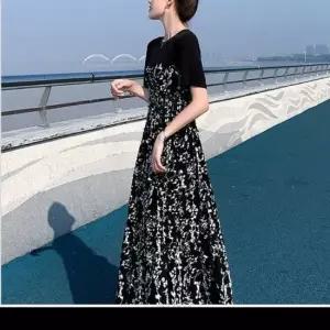 여름롱원피스 꽃무늬 데일리 패턴 플라워 클래식 반팔 롱원피스 플레어원피스 롱치마