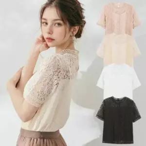 반팔블라우스 인기 여성블라우스 시스루블라우스 레이 가을하객룩 거즈 결혼식코디