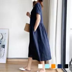 반팔 인기 하레나 A라인 롱 감성 스커트 여름원피스 면치마 롱치마 시원한원피스