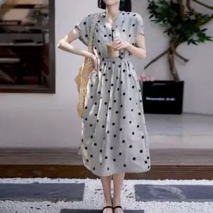 클래식 인기 126671 루즈핏 린넨원피스 감성 페미닌룩 여름원피스 땡땡이 롱원피스