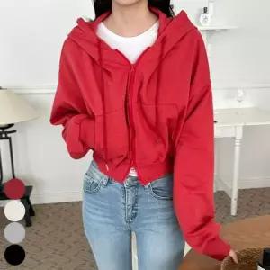 여자 집업 크롭 후드 후드티 시보리 점퍼 짧은 간절기