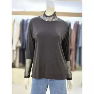 [트리아나]소고 세이브존07 소고 여성 시스루 배색 반폴라 티셔츠 AJ3TA07_P359103537