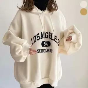 여자 가을 반집업 루즈핏 레터링 봄 맨투맨 후드