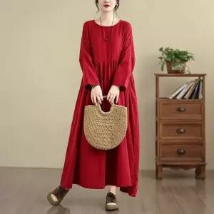여친 스커트 원피스 롱 면 빈티지 봄 러블리 긴팔 소재의 도톰한 빅사이즈 스포M1