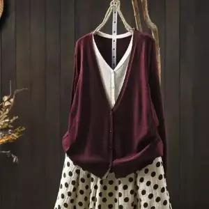 여성 니트 봄 투피스 페이크 긴팔 루즈핏 카디건 슬림핏 멋내기 스포M1