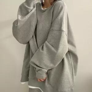 여자 레이어드 티셔츠 흰티 루즈핏 라운드넥 맨투맨