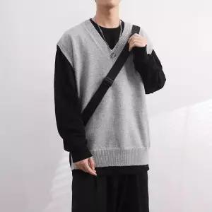 니트 빈티지 봄 가을 남자브이넥니트 브이넥 나시 조끼 레이어드 커플 민소매 ible3
