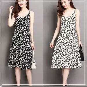 여자 꽃무늬 민소매 원피스 나시 끈나시 플라워 롱