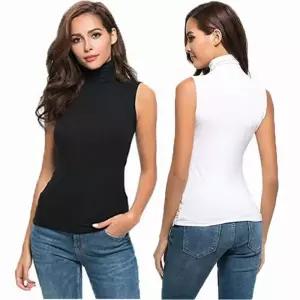 민소매 이너 슬림핏 폴라티 여름 터틀넥 티셔츠 나시