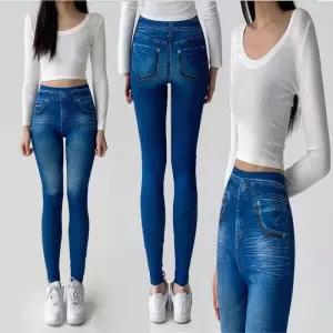 레깅스 청바지 스키니진 페이크 워싱 스판 데님