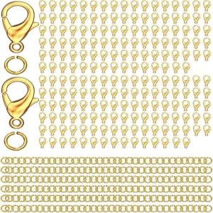 OHINGLT 700피스 랍스터 발톱 걸쇠 및 오픈 점프 링 세트 보석 제작을 위한 금 도금 팔찌 목걸이