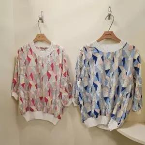 [스테파니] HC07 플리츠배색 크리스탈 로베이 칠부 블라우스 A25SH5221_P394561849