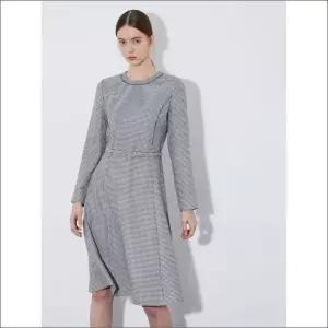 [올리비아로렌] HC04 하운드 체크 벨티드 플레어 원피스 VOCOA4S2221_P382621596