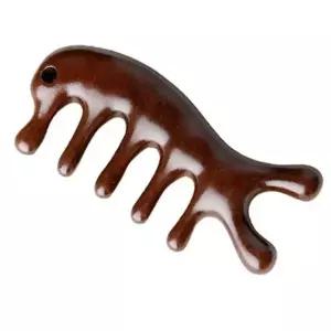 박달나무 원목 괄사 스틱 물고기모양 피부 마사지